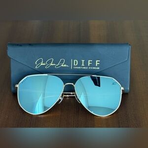 DIFF DASH Jesse James Decker Gold Blue Mirrored Polarized Aviator Sunglasses